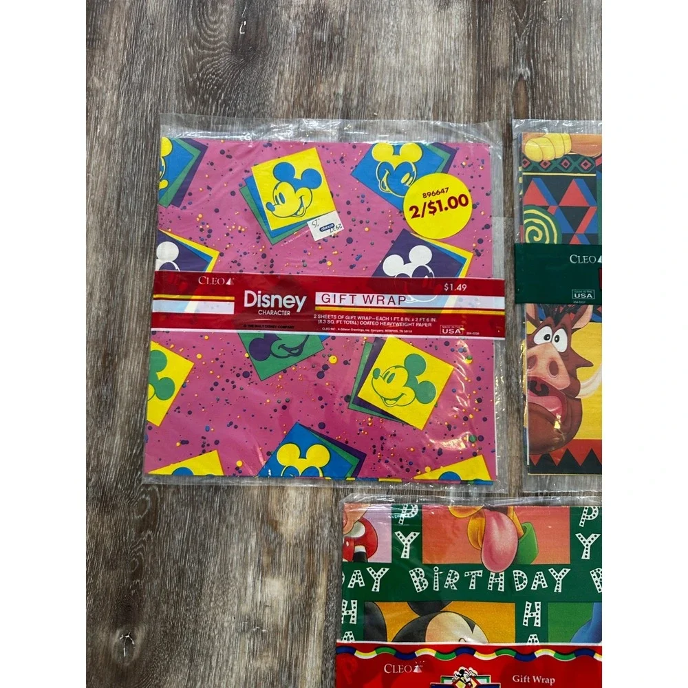 Vintage Lion King Gift Birthday Wrap Disney USA 30 X 20 Mickey Mouse New